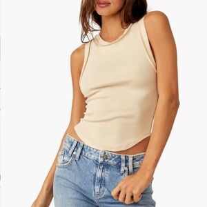 Free People Kate Tee Tank in Bleached Sand